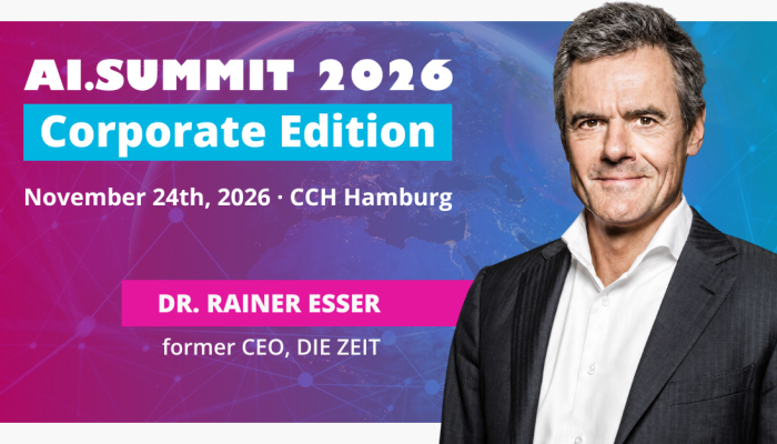 Dr. Rainer Esser joins AI.SUMMIT 2026 Speaker lineup as Keynote Speaker